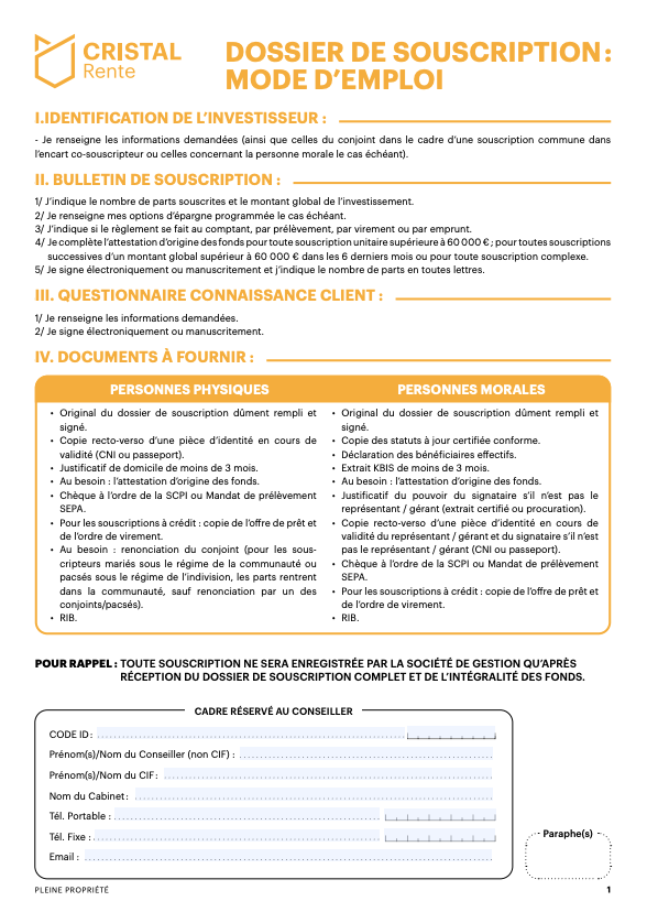 Bulletin de souscription